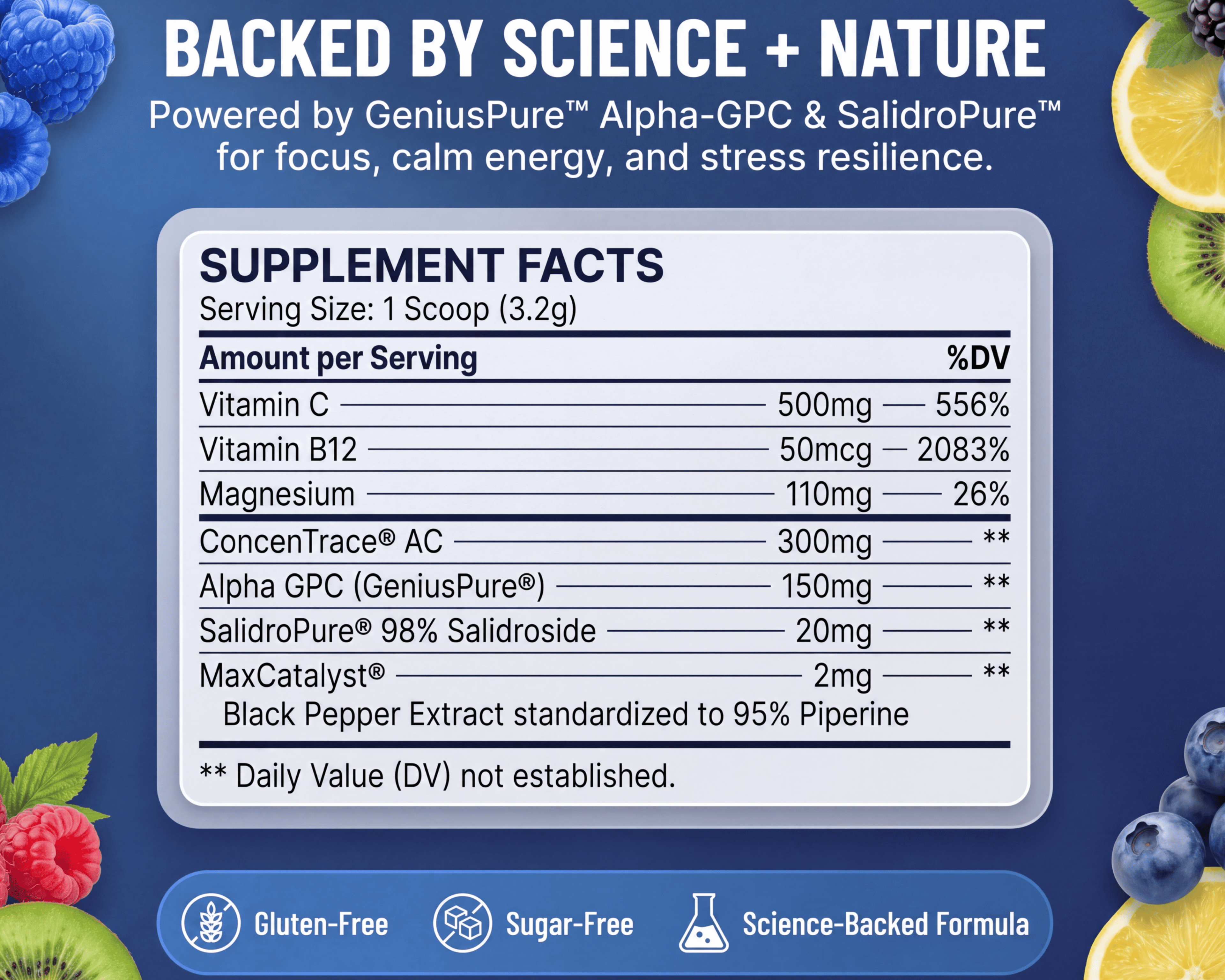 Brain Fuel + Hydration Drink Mix: Strawberry Kiwi Lemonade Lithios Beverages
