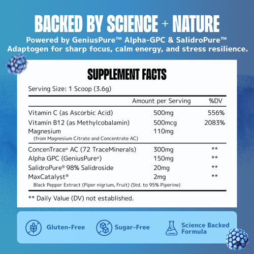 Brain Fuel + Hydration Drink Mix: Blue Raspberry
