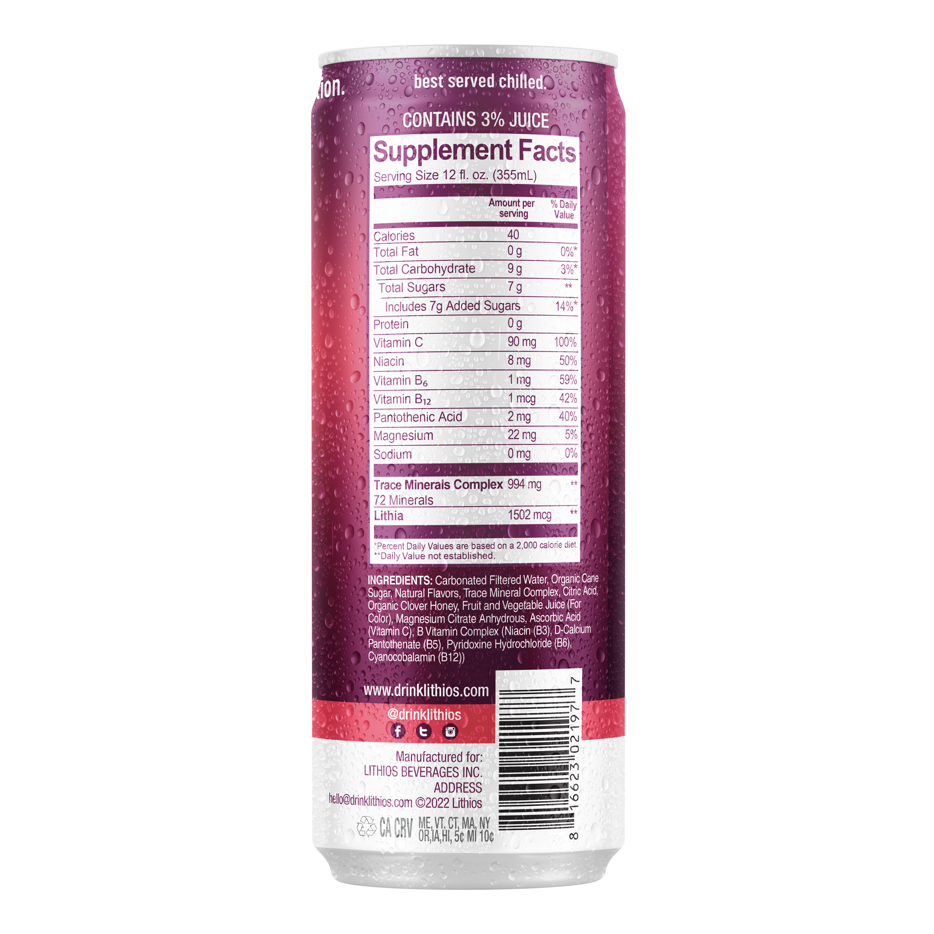 Lithios Lithia Mineral Seltzer Mixed Berry