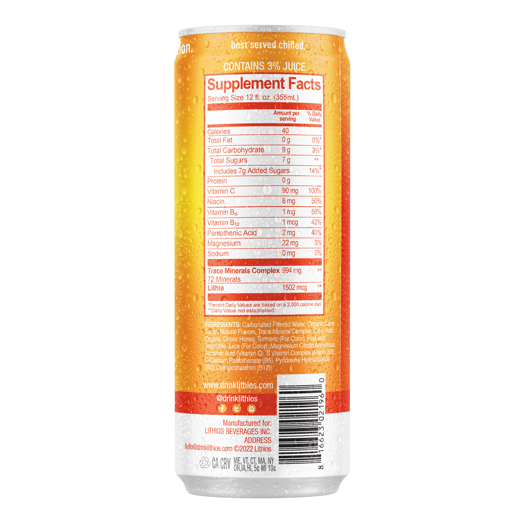 Lithios Lithia Mineral Seltzer Orange Mango